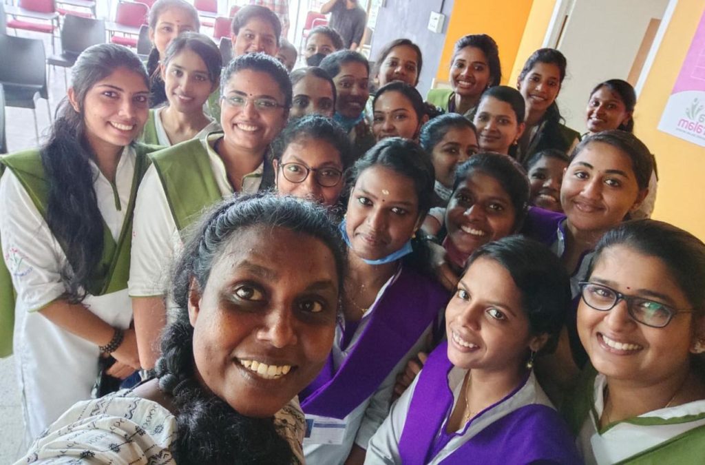 Mrs. Shyni Rajkumar with Orisys Academy students